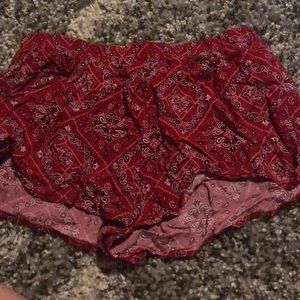 red bandana patterned shorts